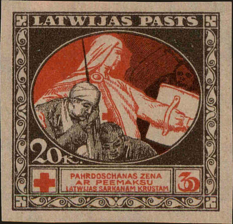Front view of Latvia B9 collectors stamp