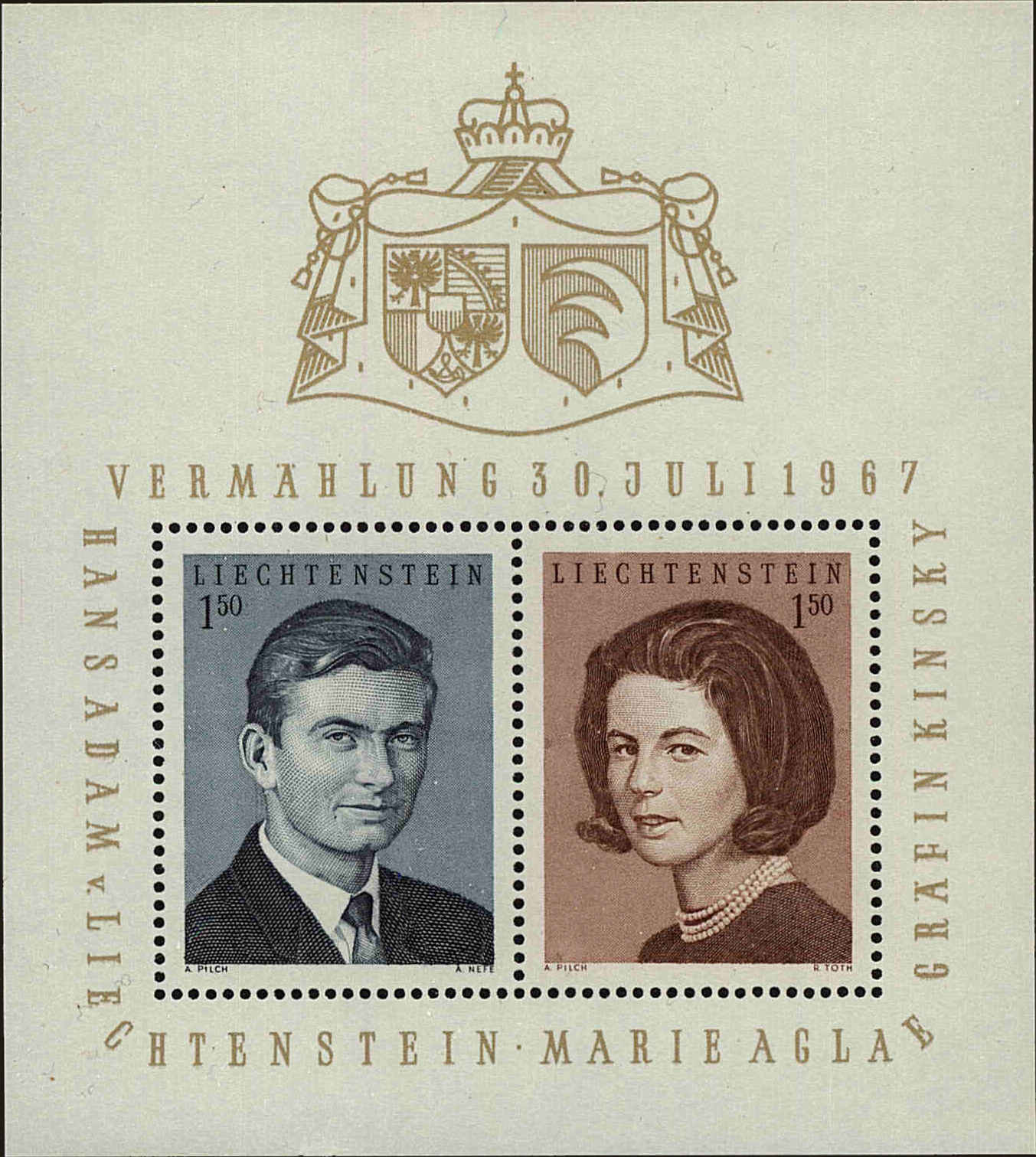Front view of Liechtenstein 424 collectors stamp