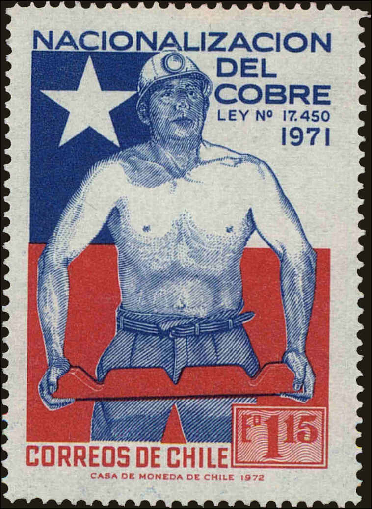 Front view of Chile 423 collectors stamp