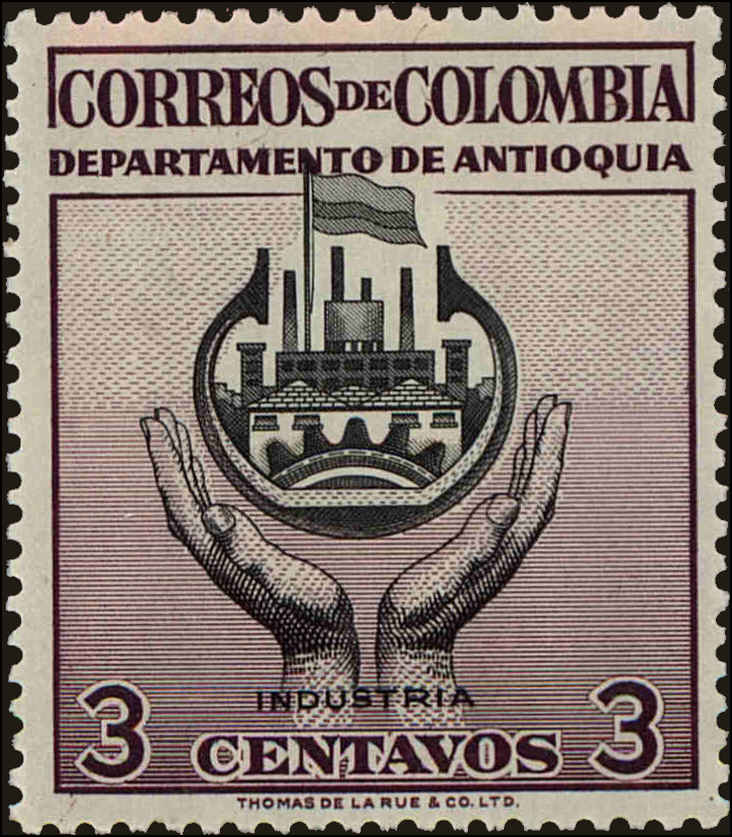 Front view of Colombia 645 collectors stamp
