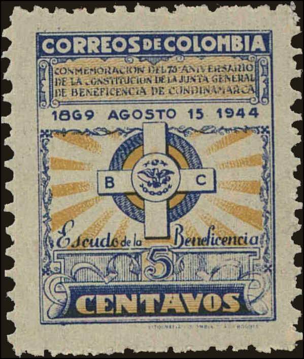 Front view of Colombia 509 collectors stamp