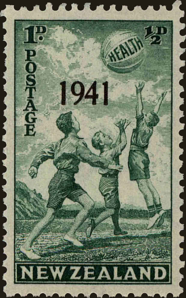 Front view of New Zealand B18 collectors stamp