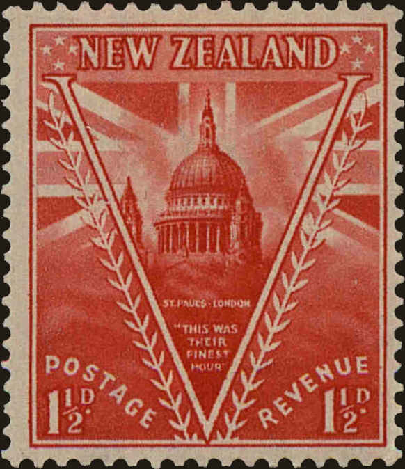 Front view of New Zealand 249 collectors stamp