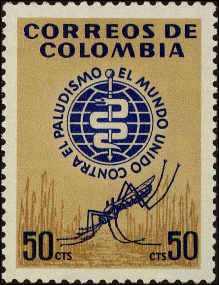 Front view of Colombia 741 collectors stamp