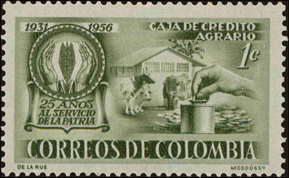 Front view of Colombia 670 collectors stamp