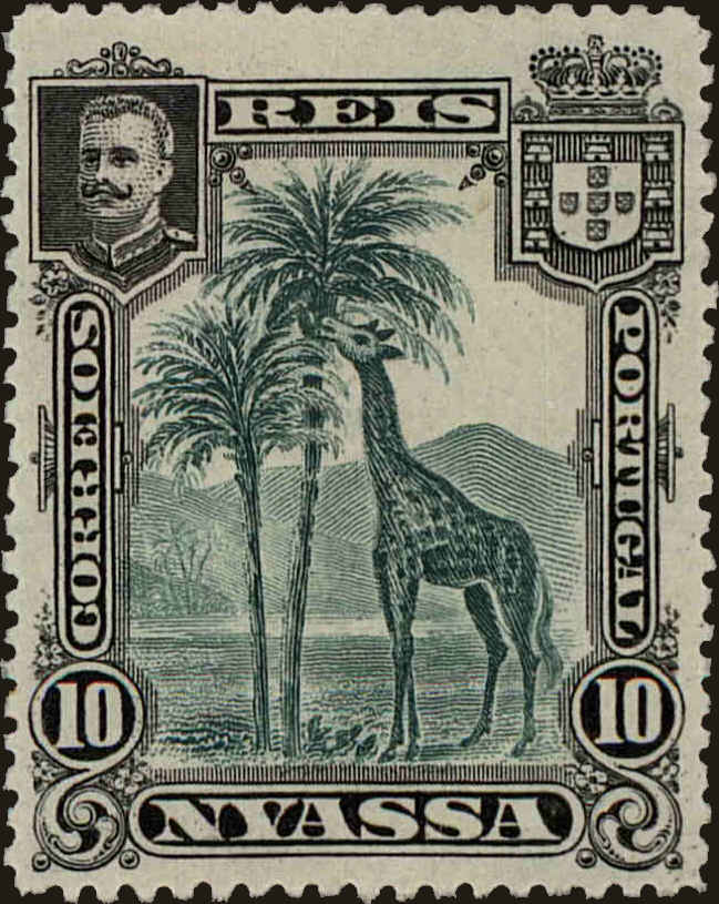 Front view of Nyassa 28 collectors stamp