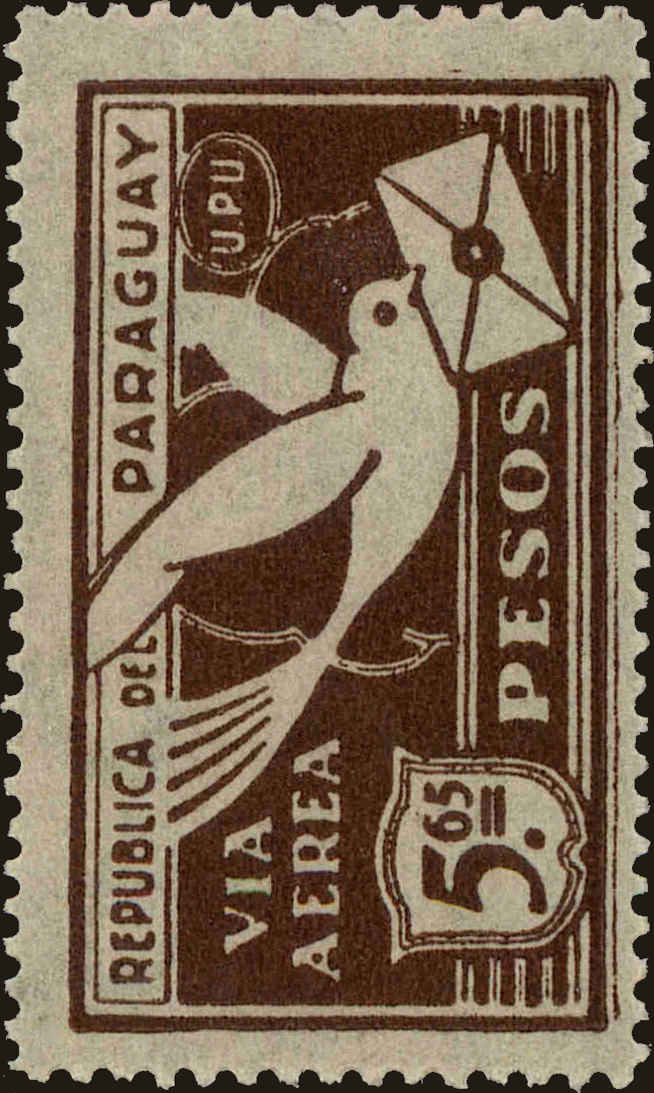 Front view of Paraguay C9 collectors stamp