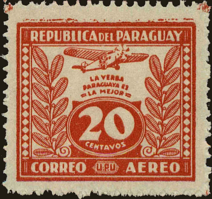 Front view of Paraguay C64 collectors stamp