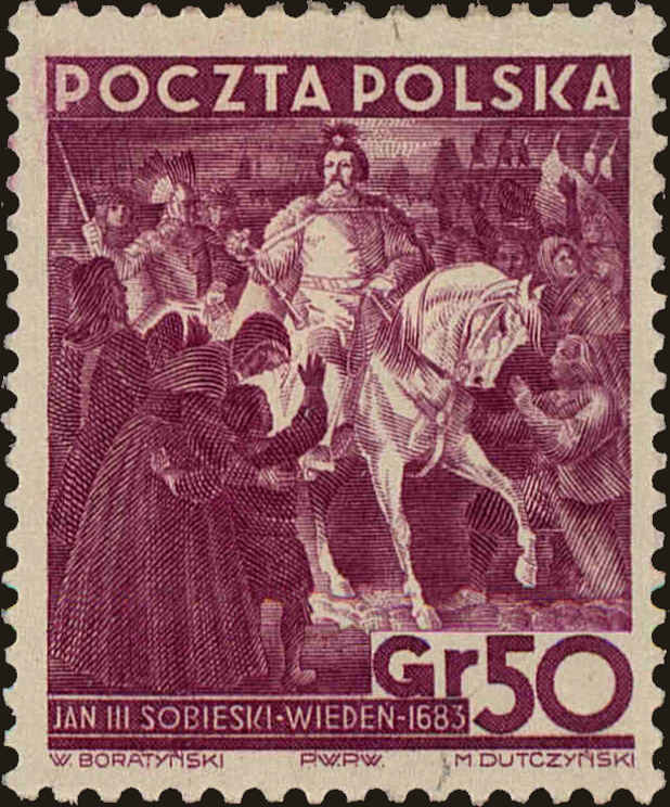 Front view of Polish Republic 327 collectors stamp
