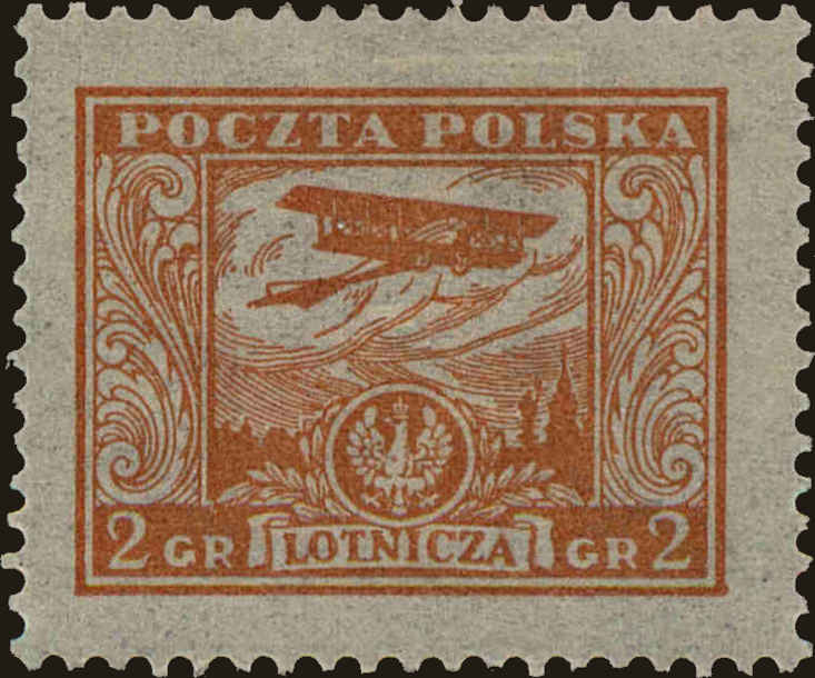 Front view of Polish Republic C2 collectors stamp