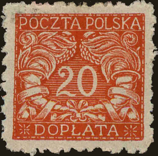 Front view of Polish Republic J17 collectors stamp
