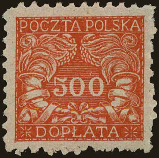 Front view of Polish Republic J21 collectors stamp