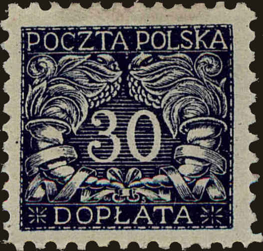 Front view of Polish Republic J27 collectors stamp