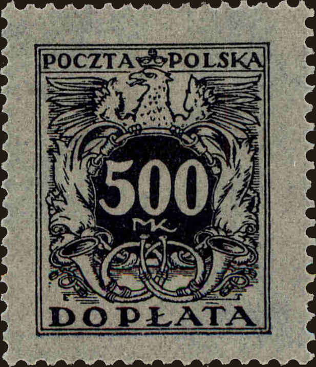 Front view of Polish Republic J54 collectors stamp