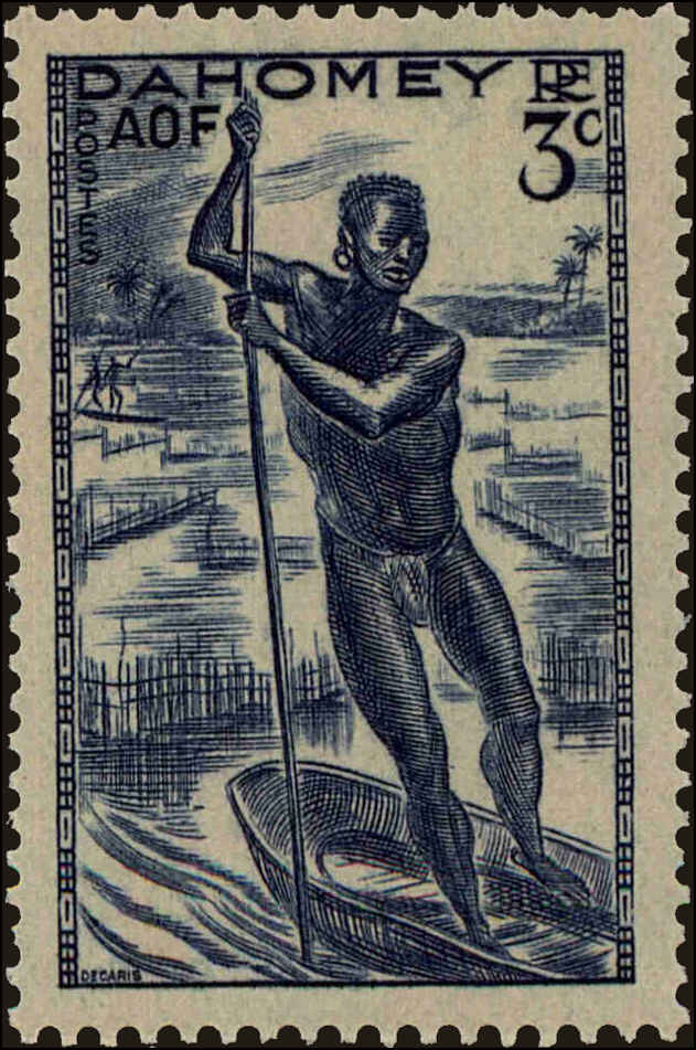 Front view of Dahomey 114 collectors stamp