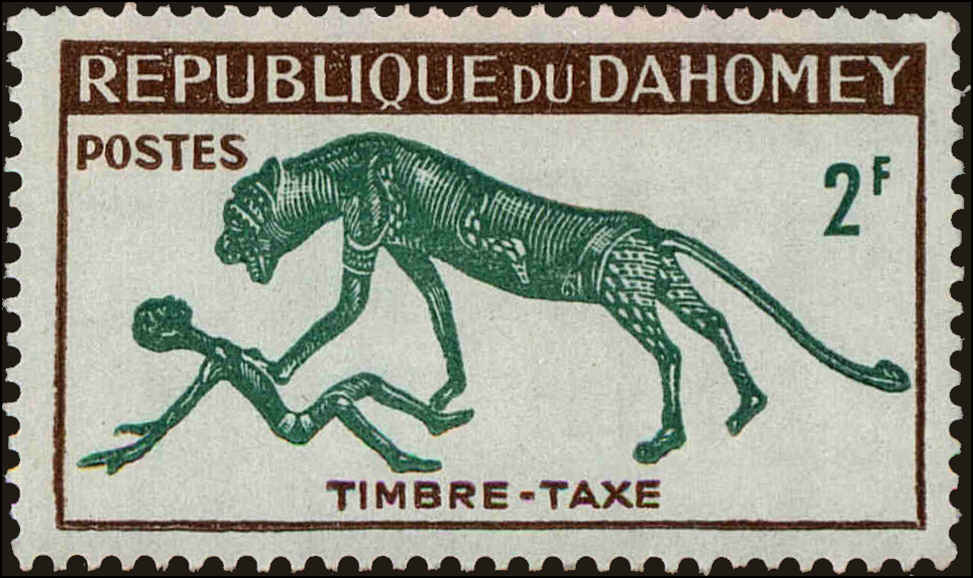 Front view of Dahomey J30 collectors stamp