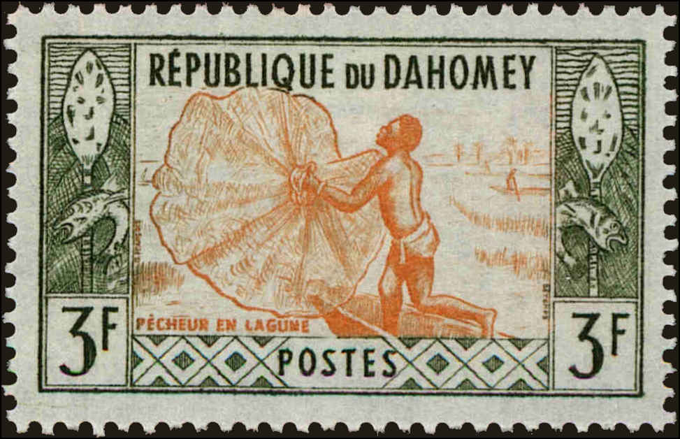Front view of Dahomey 143 collectors stamp