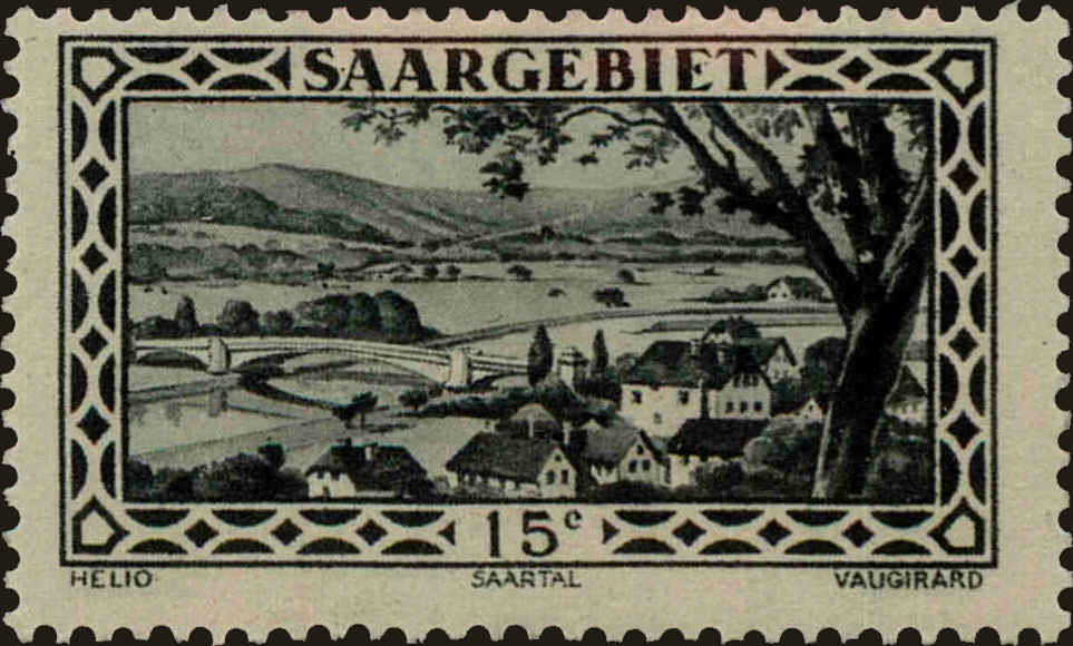 Front view of Saar 121 collectors stamp