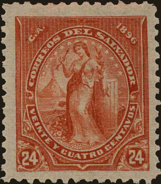 Front view of Salvador, El 142 collectors stamp