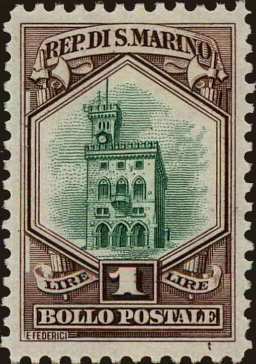 Front view of San Marino 123 collectors stamp