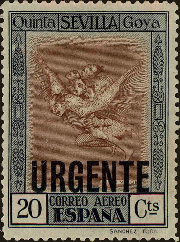 Front view of Spain CE1 collectors stamp