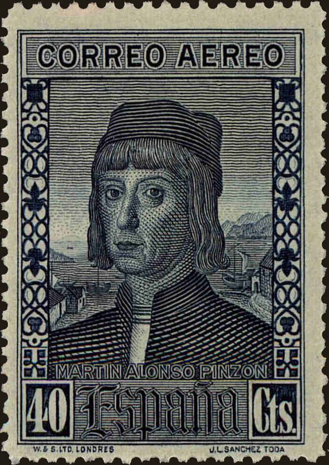 Front view of Spain C38 collectors stamp