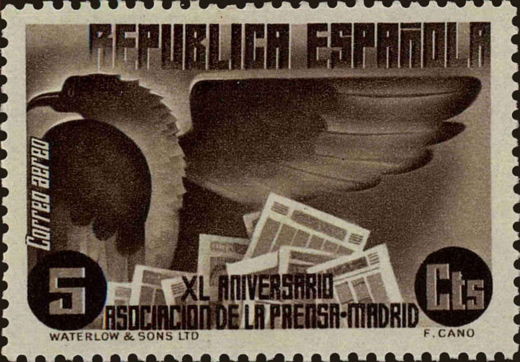 Front view of Spain C75 collectors stamp