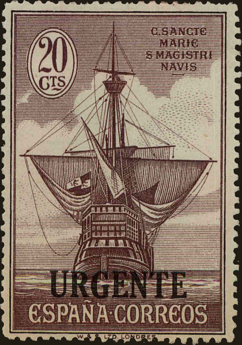 Front view of Spain E8 collectors stamp