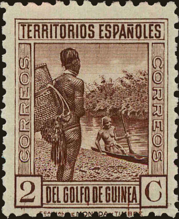Front view of Spanish Guinea 221 collectors stamp