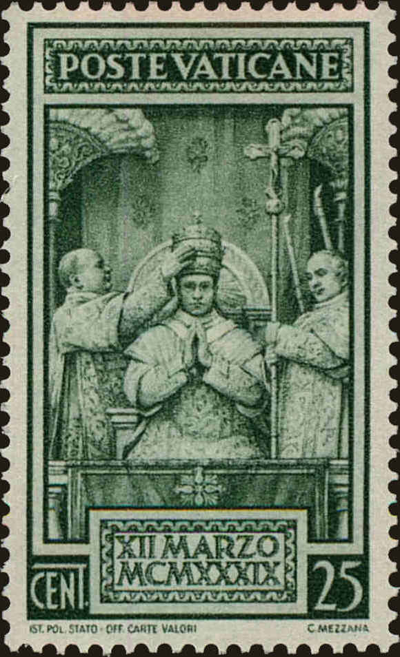 Front view of Vatican City 68 collectors stamp