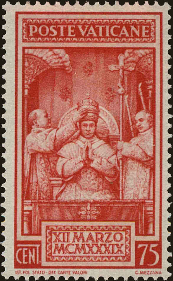 Front view of Vatican City 69 collectors stamp