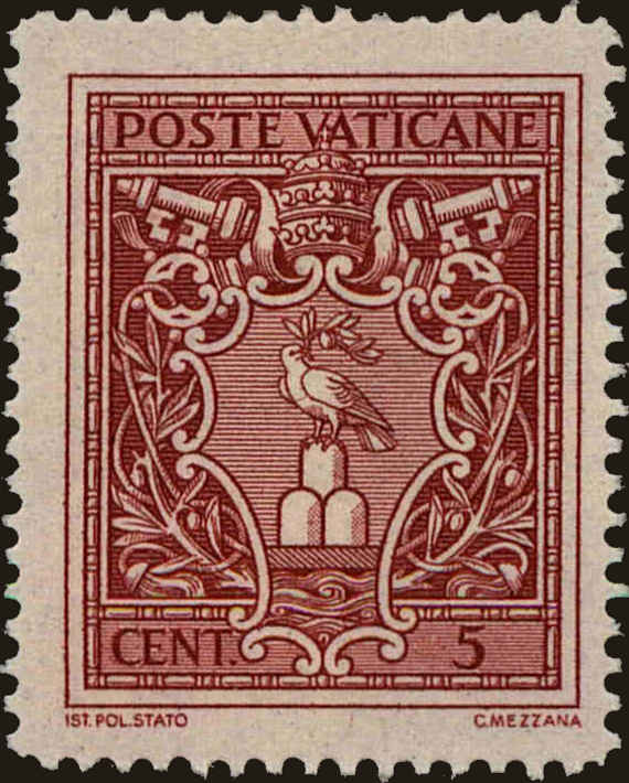 Front view of Vatican City 72 collectors stamp