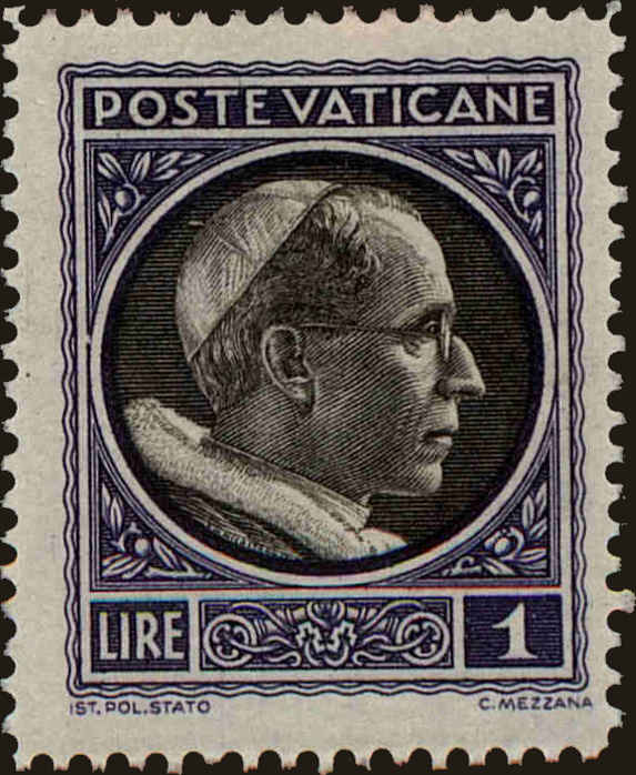 Front view of Vatican City 73 collectors stamp