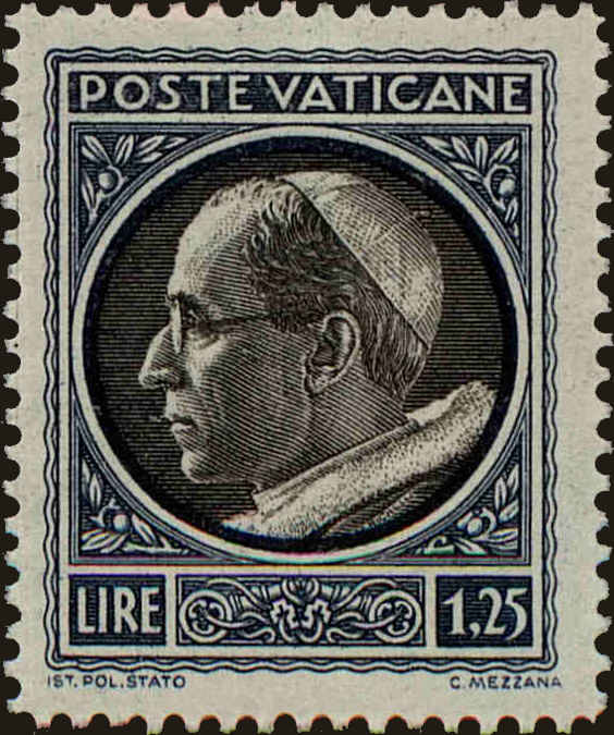Front view of Vatican City 74 collectors stamp