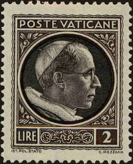 Front view of Vatican City 75 collectors stamp