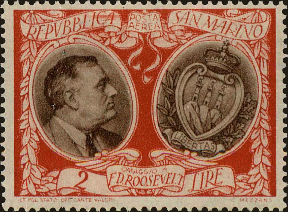 Front view of San Marino C51B collectors stamp