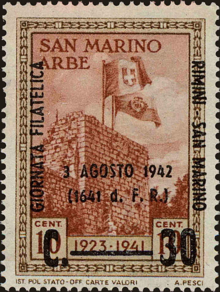 Front view of San Marino 200 collectors stamp