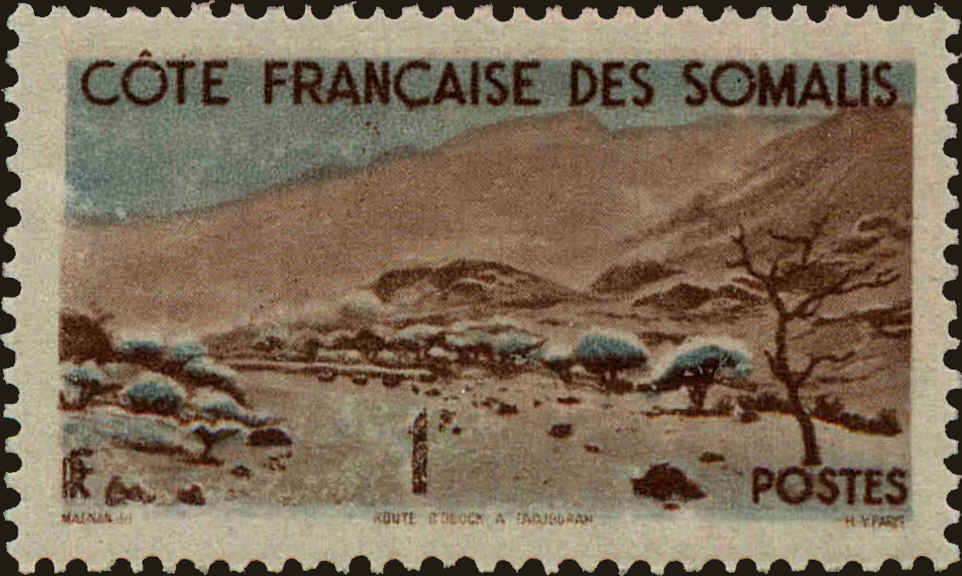 Front view of Somali Coast 254 collectors stamp