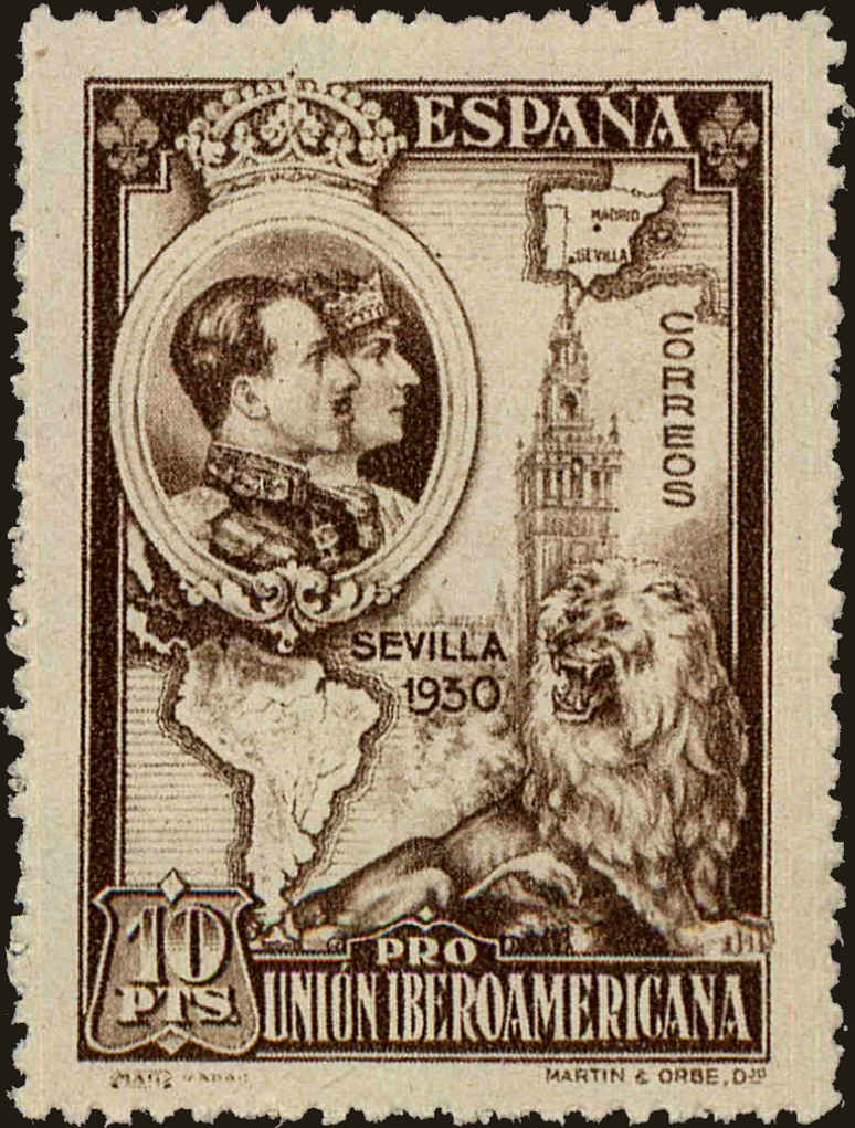 Front view of Spain 447 collectors stamp