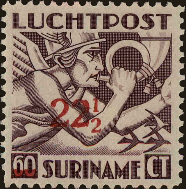 Front view of Surinam C23 collectors stamp