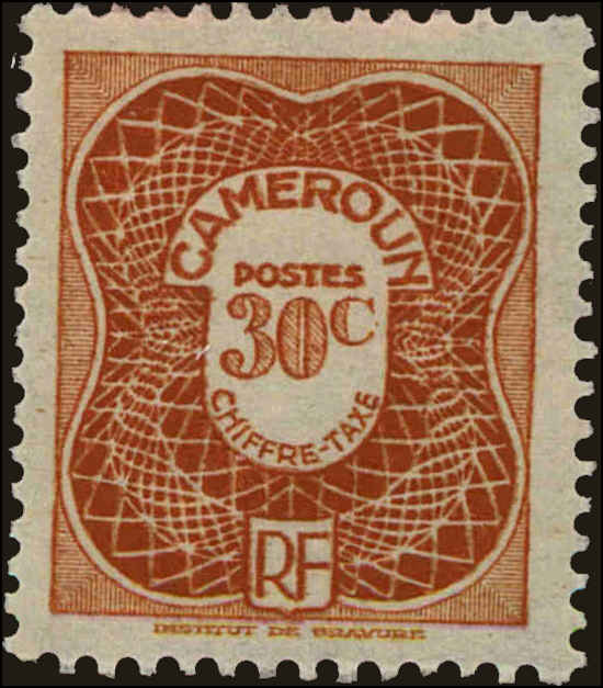 Front view of Cameroun (French) J25 collectors stamp