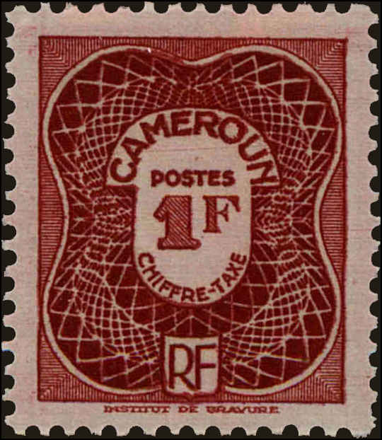 Front view of Cameroun (French) J27 collectors stamp