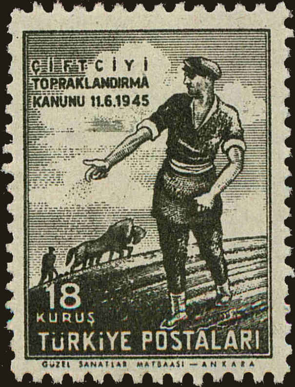 Front view of Turkey 945 collectors stamp