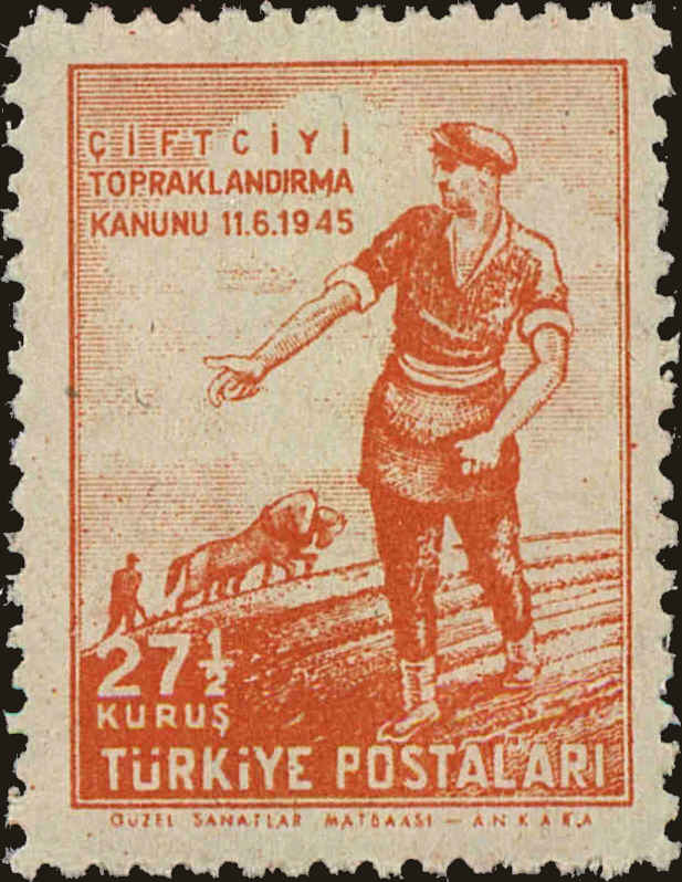 Front view of Turkey 946 collectors stamp