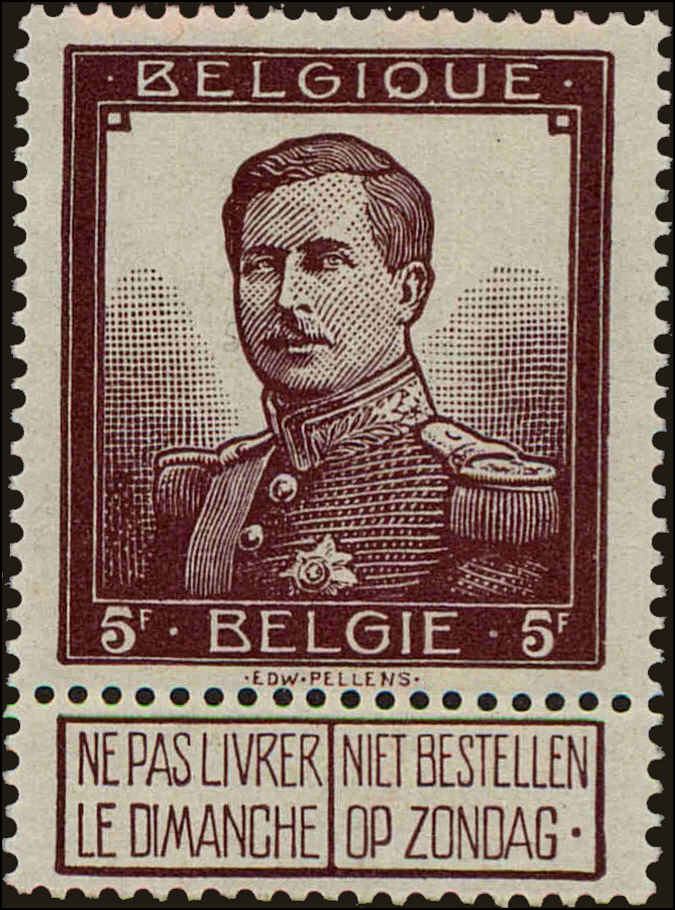 Front view of Belgium 102 collectors stamp