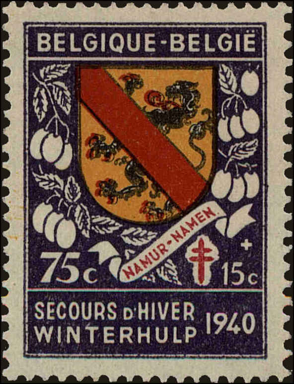 Front view of Belgium B268 collectors stamp