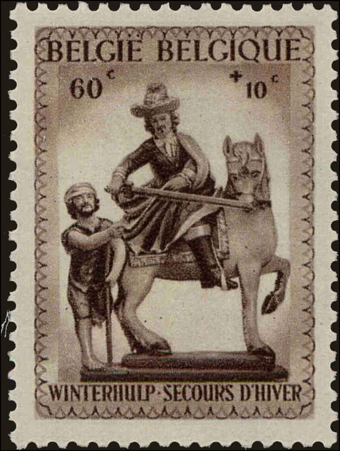 Front view of Belgium B308 collectors stamp