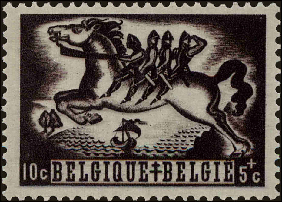Front view of Belgium B385 collectors stamp