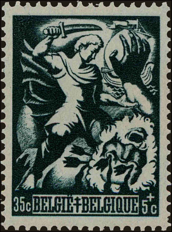 Front view of Belgium B386 collectors stamp