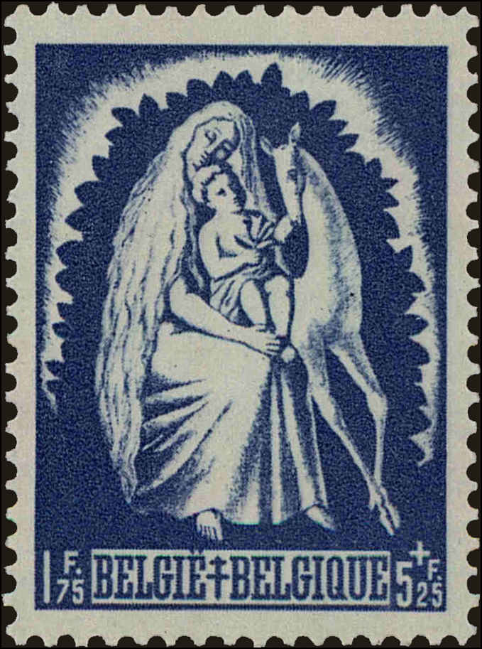 Front view of Belgium B390 collectors stamp